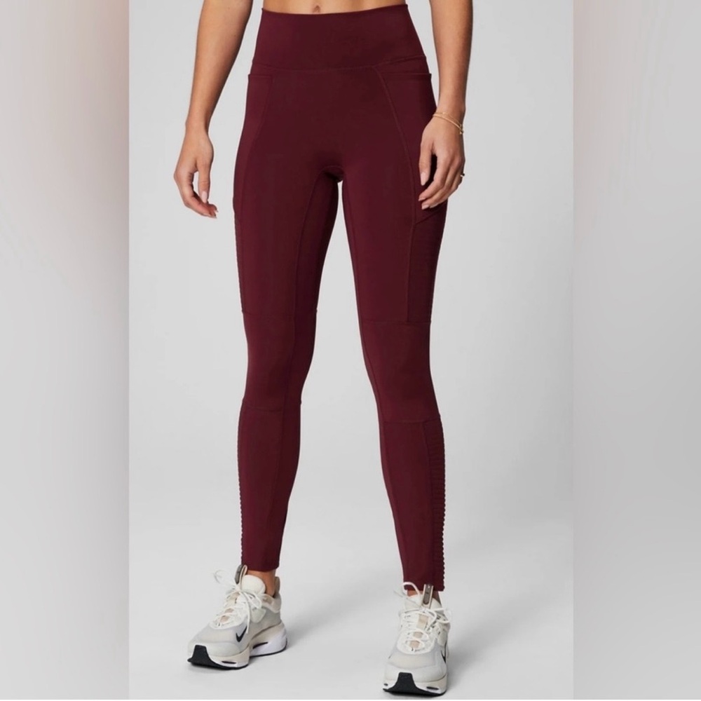 Fabletics High-Waisted Moto Leggings Plum Purple Wine Size Large